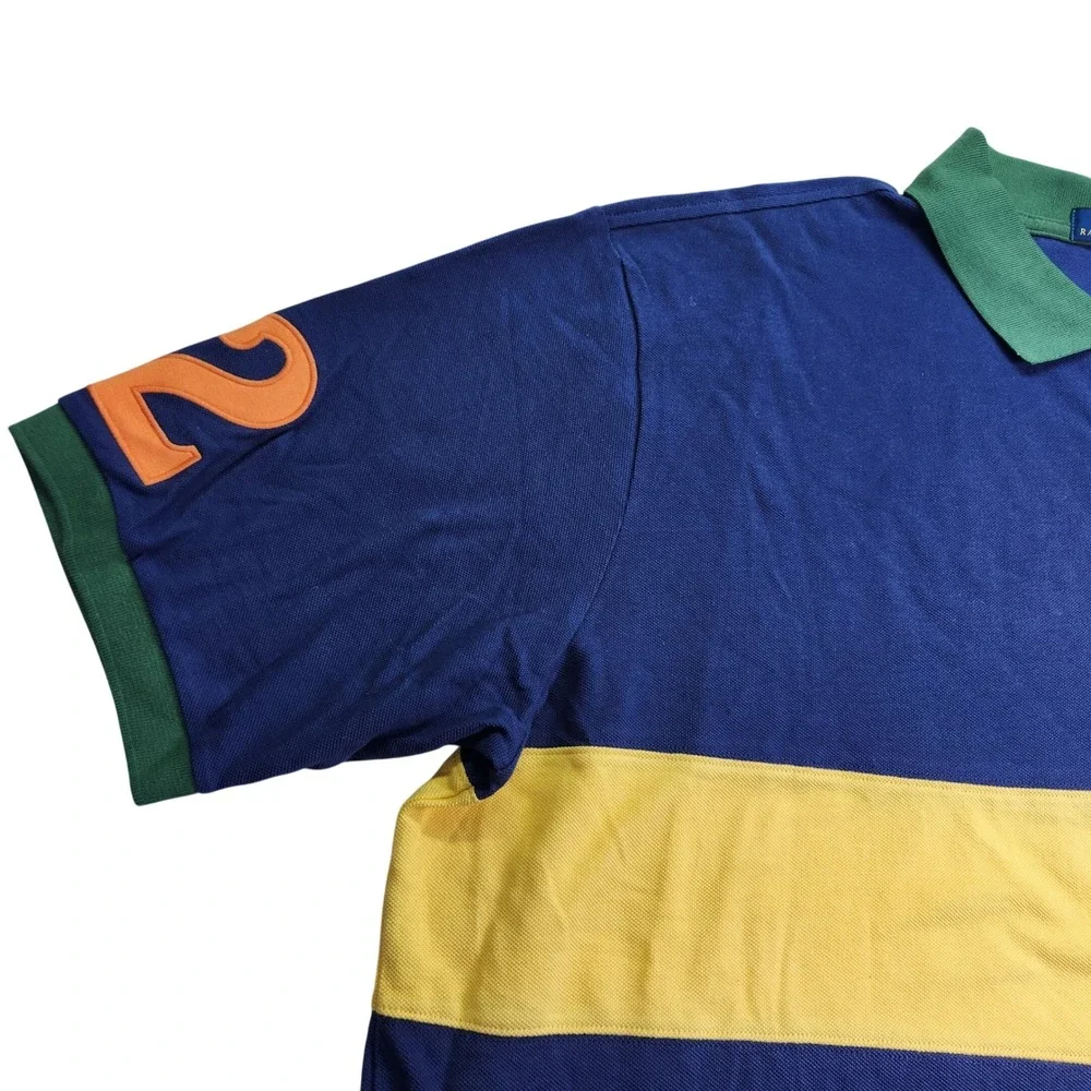 Polo Ralph Lauren Men's Big & Tall Mesh Polo Shirt  3XLT Blue/Yellow Green Shirt